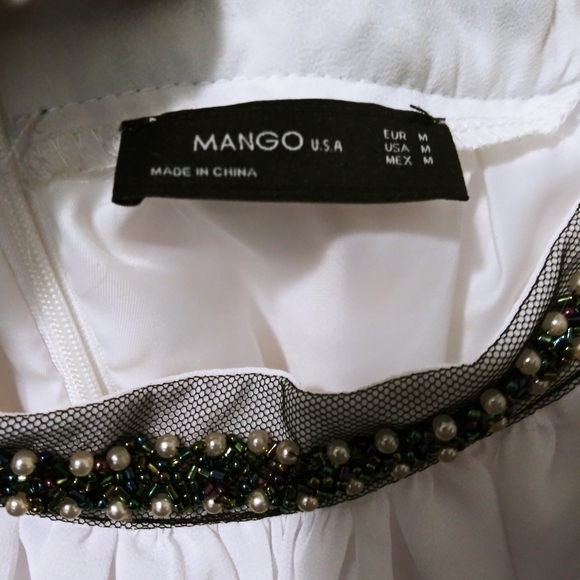 White full skirt by Mango beaded waist size M NWOT - Picture 2 of 4